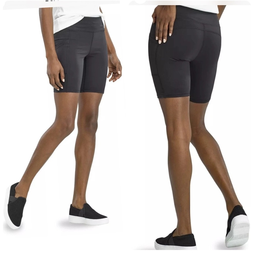 Hue Women's Active Bike Shorts Pocket Performance Stretch short black size L
